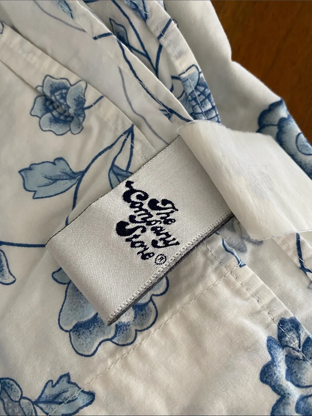 The Company Store vintage blue floral top flat sheet for full double size bed